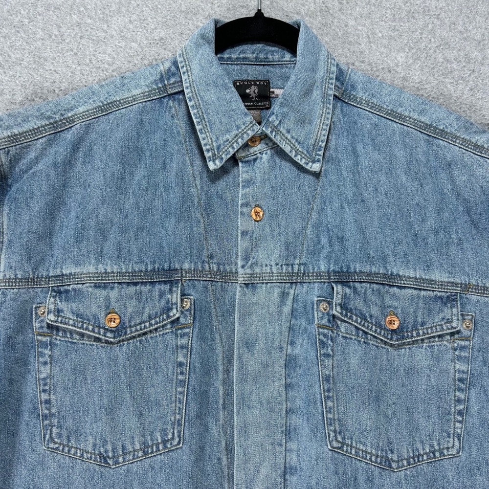 Bugle Boy Denim Shirt Millennium Classics Mens L Blue Streetwear Vintage